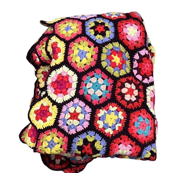 Kaffe Fassett Pine Cone Hill Wool Crochet Granny Hexagon Afghan Throw Blanket - Picture 2 of 11